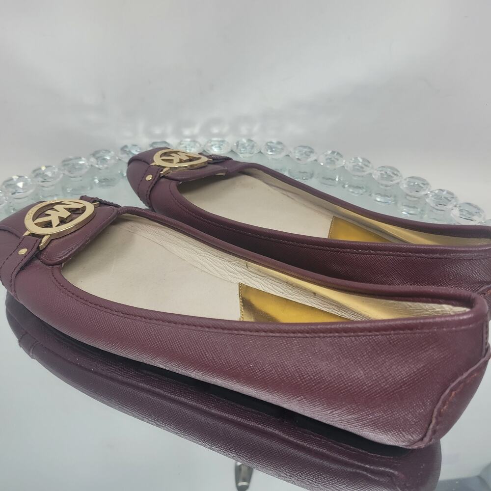 Michael Kors FULTON MOC Shoes Slip On Ballet Shoes Flats Sz 8.5 Burgundy Wine - Picture 5 of 8